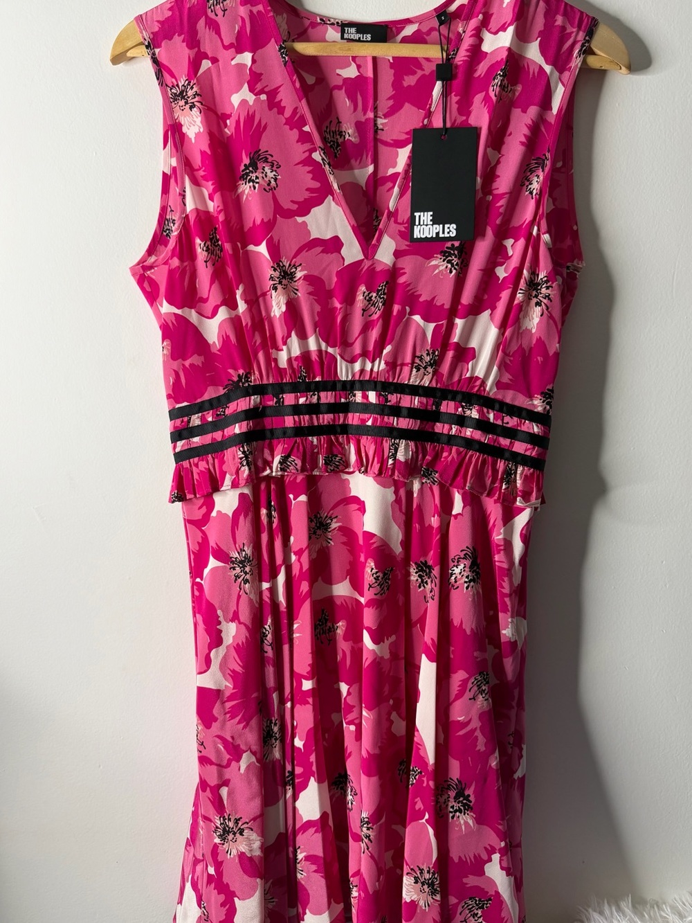 The Kooples Girls' Bright Pink Floral V-Neck Sleeveless Dress